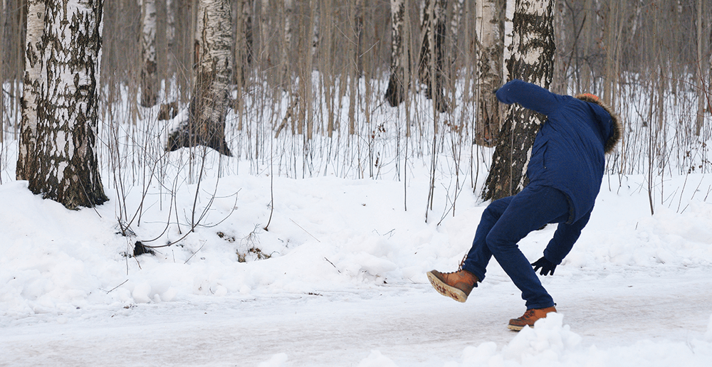 Photo of a man slipping on ice