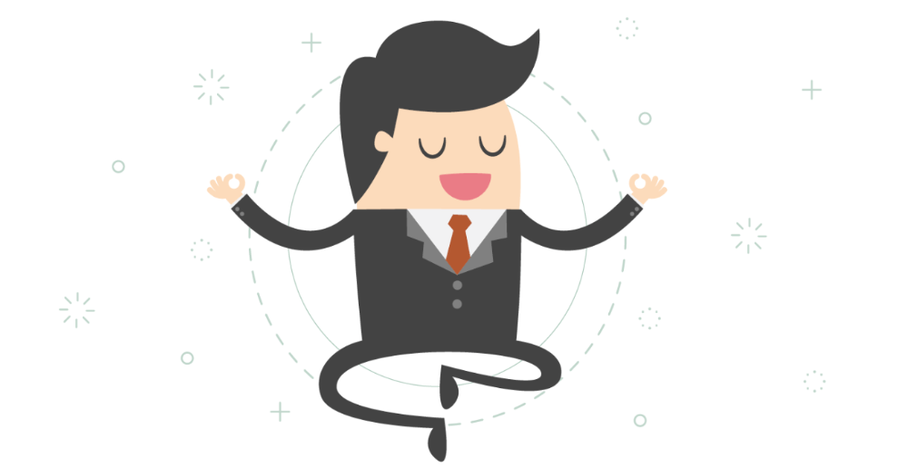 Drawing of a businessman in a yoga pose