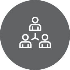 Circular icon of a hierarchy of people