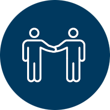 Circular icon of two people holding hands